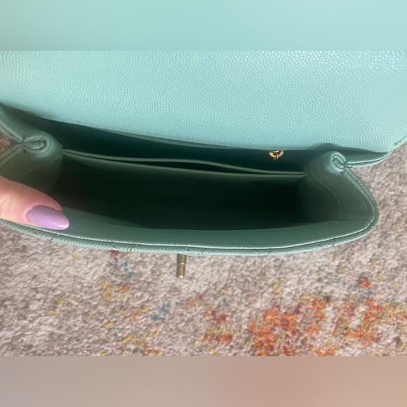 CHANEL Caviar Quilted Coco Chain Handle Flap Light Green - Picture 9 of 13